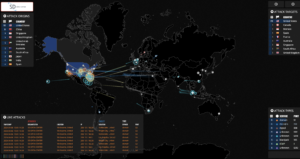 The Satcom Direct Data Center Attack Map indicates attempted cyber events. (Photo: Satcom Direct)