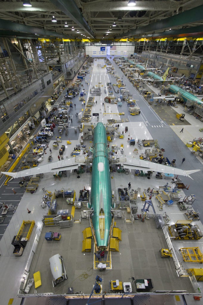 Boeing 737 Max production line at the Renton Factory. Photo: Boeing