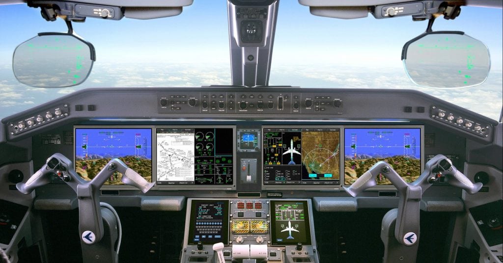 Cockpit of an Embraer E-Jet with Head-Up Displays. (Image: Embraer)